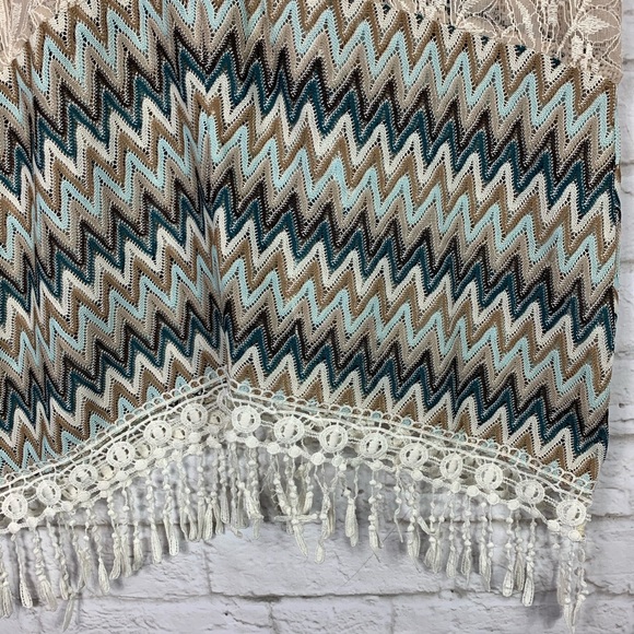 Amitie Chevron Crochet Boho Oversized Tunic Top S - Picture 4 of 7